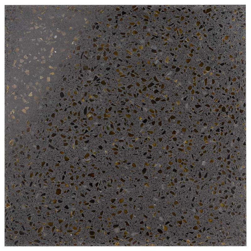 Verre Durham 16,14 po X 16,14 po Carreau de sol et mural en terrazzo poli (3,61 pieds carrés / caisse), Noir / brun