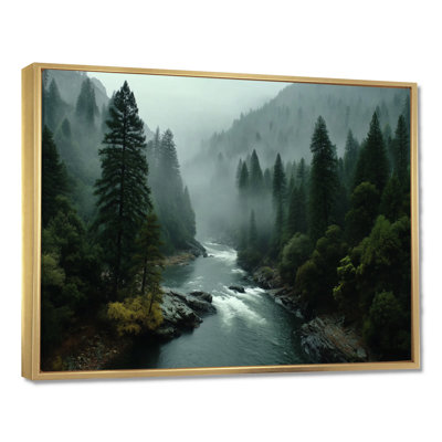 «Morning Mist In The Vancouver Mountains - Forest River Mountains, reproduction d'art sur toile, paysage vert»