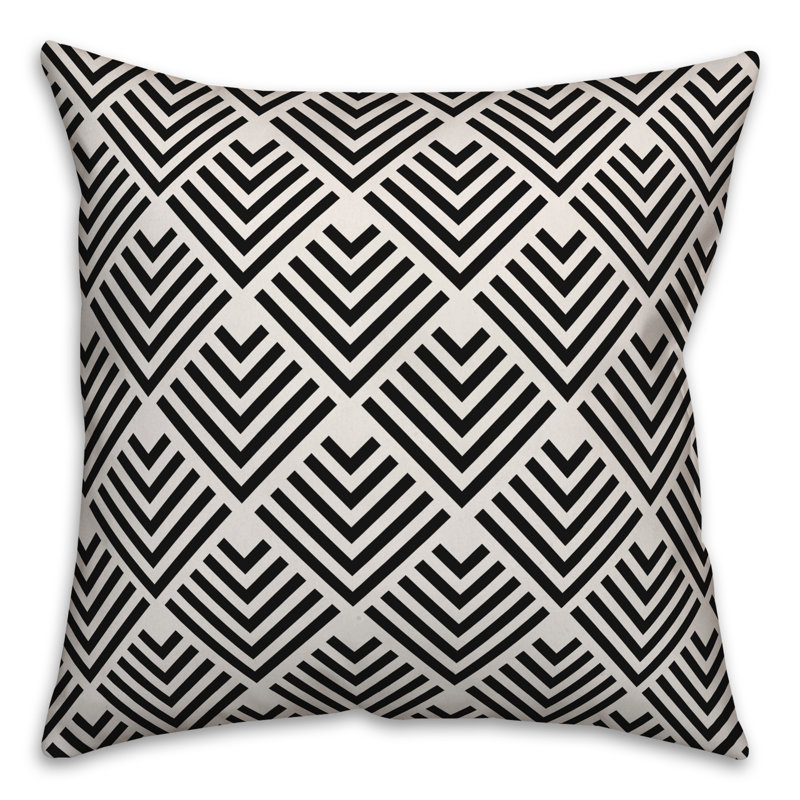 Coussin Geometric Arrow, Polyester / bourre en polyester, 20 po x 20 po, Noir