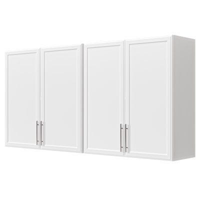 59" Wall Mounted Laundry Room Cabinet, Bathroom Wall Cabinet With Adjustable Shelf, Modern Hanging Storage Cabinet For Kitchen, Laundry, Bathroom & Garage