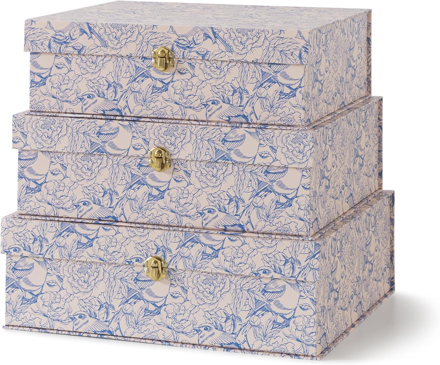 Red Barrel Studio Blue And White Floral Cardboard Decorative Storage ...