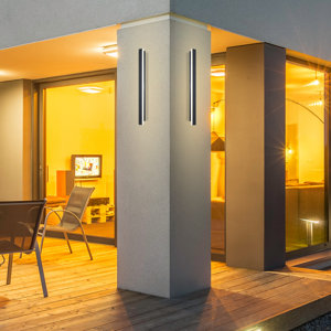 set of 2, Outdoor LED Linear Wall Sconce – Modern Design, Water-Resistant, Energy-Saving with 3000K Warm White Light, Easy Installation – Ideal for Home Exterior, Balcony, Living Room, Hotels