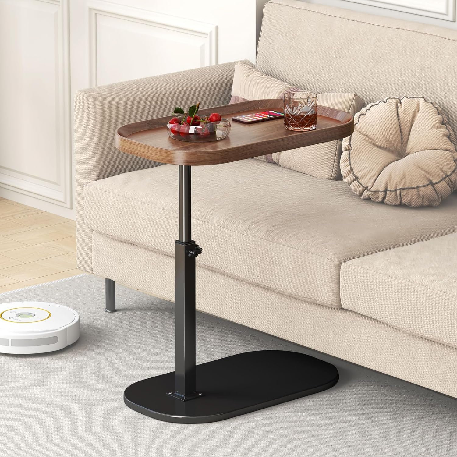 Table D'appoint Ajustable En Hauteur Table D'Appoint Réglable En Forme De C - Pour Canapé, Lit, Bureau (Noir) Table Appoint Canapé