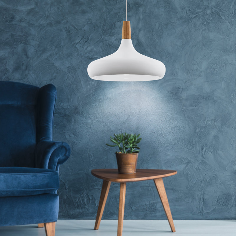 Yonkers 1 - Light Satin Nickel Pendant, White, 110cm H x 40cm W