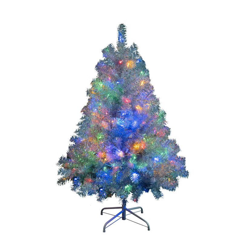 Arbre de Noël artificiel illuminé 4 pi avec arbre en métal, 400 branches, 150 lumières DEL, 11 modes d'éclairage, arbre de décoration des Fêtes pour l'intérieur et l'extérieur