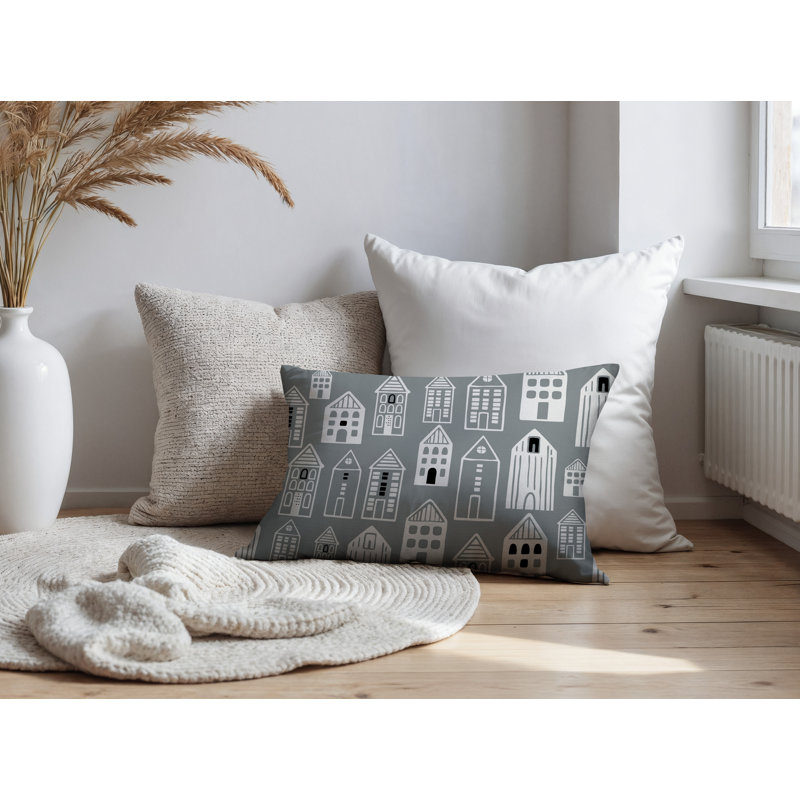 Oreiller rectangulaire réversible intérieur / extérieur Kito, Gris, Rectangle H 14 po x l 20 po