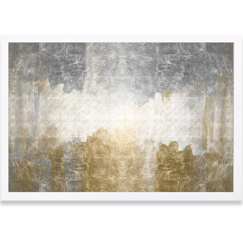 " Abstract Metallic Amantes Paint ", 38" H x 56" W x 0.5" D, White Framed