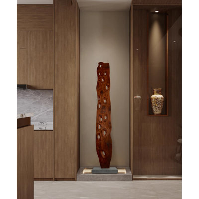 Sculpture de plancher Mid-Century moderne en bois massif rétro