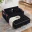 Canapé-lit pliable polyvalent de 55,51 pouces en 3 longueurs, canapé-lit moderne, canapé-lit en velours, dossier réglable, port USB, cendrier et support pour téléphone pivotant (noir)-1079844337-1079844349