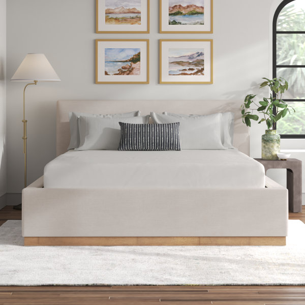 Delpha Grounded Upholstered Wood Base Bed & Reviews | Joss & Main