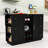 Kitchen Island with Foldable Top, Power Outlet and Wine Rack-1372614626