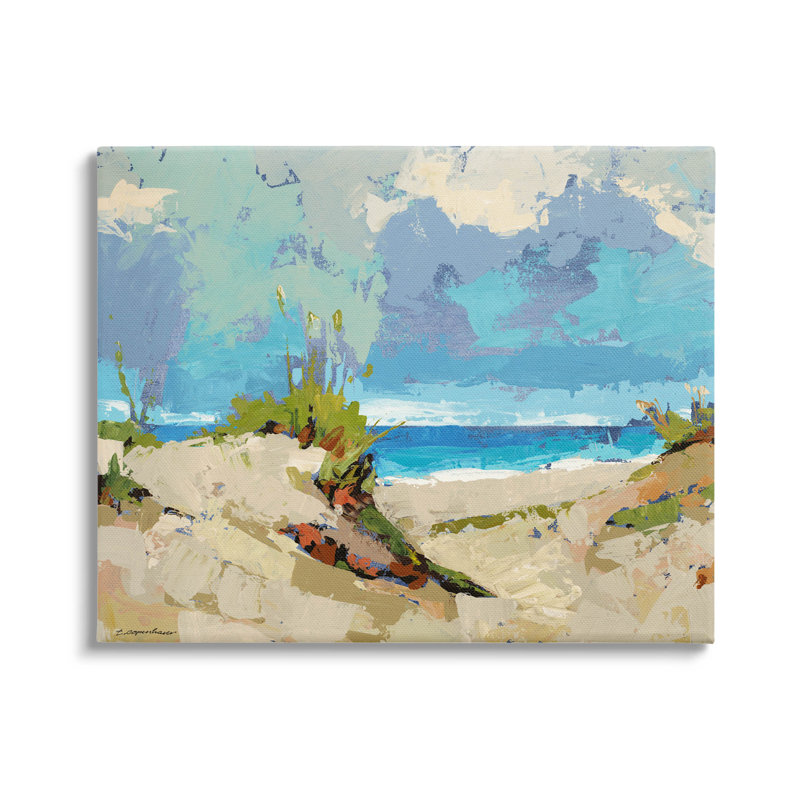 Art moderne sur toile, "Modern Seaside Beach Scene" par Trevor Copenhaver, H 16 po x l 20 po x P 1,5 po