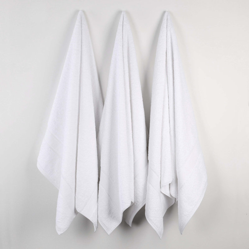 Serviettes de bain en coton biologique Blue Earth Nile Mills, lot de 3, Blanc