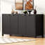 Buffet 55 po cannelé avec rangement, armoire de rangement Farmhouse 4 portes, buffet avec tablettes réglables-957069482