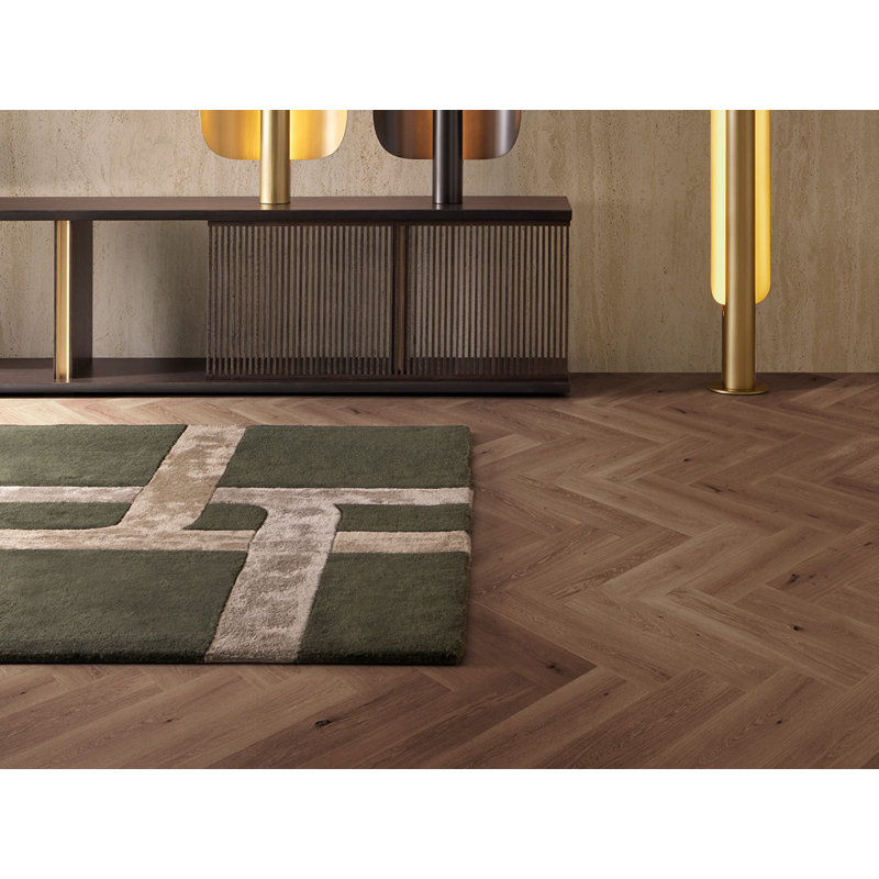 Geometric Area Rug in Green/Gray, Rectangle 6'5" x 10'