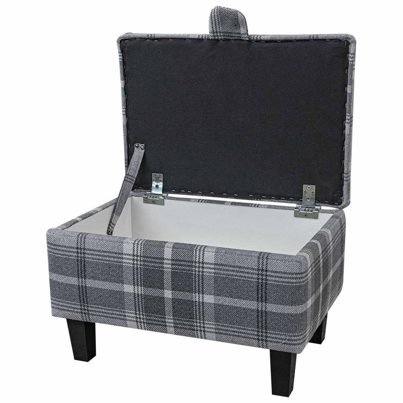 50.8cm Wide Rectangle Plaid Footstool Ottoman with Storage