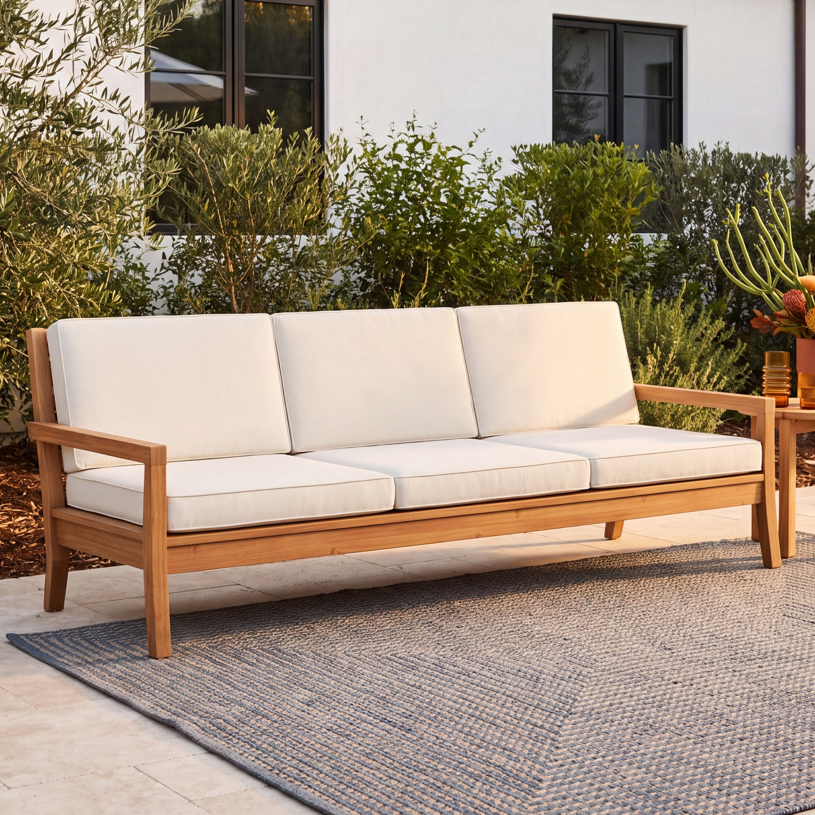 Echols 93" Teak Patio Sofa
