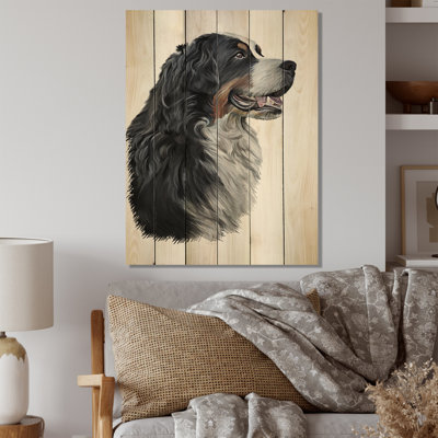 Dessin d'un bouvier bernois - décoration murale traditionnelle en bois