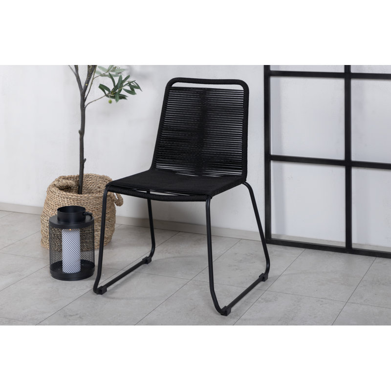 Lindos Stacking Chair - Black Steel / Black Rope