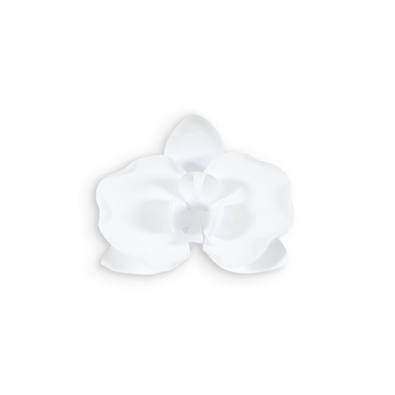Décoration murale fleur d'orchidée en métal, Blanc