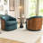 Wooden Vegan Leather Upholstered  Armchair  Swivel Barrel Chair-113403015