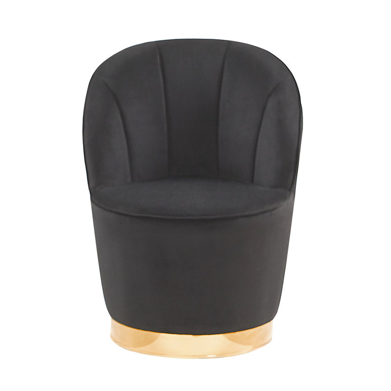 Dominique Velvet Barrel Chair, Black 