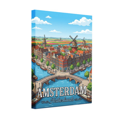 Scenic &Cityscapes Amsterdam Cityscape With Canals And Windmills