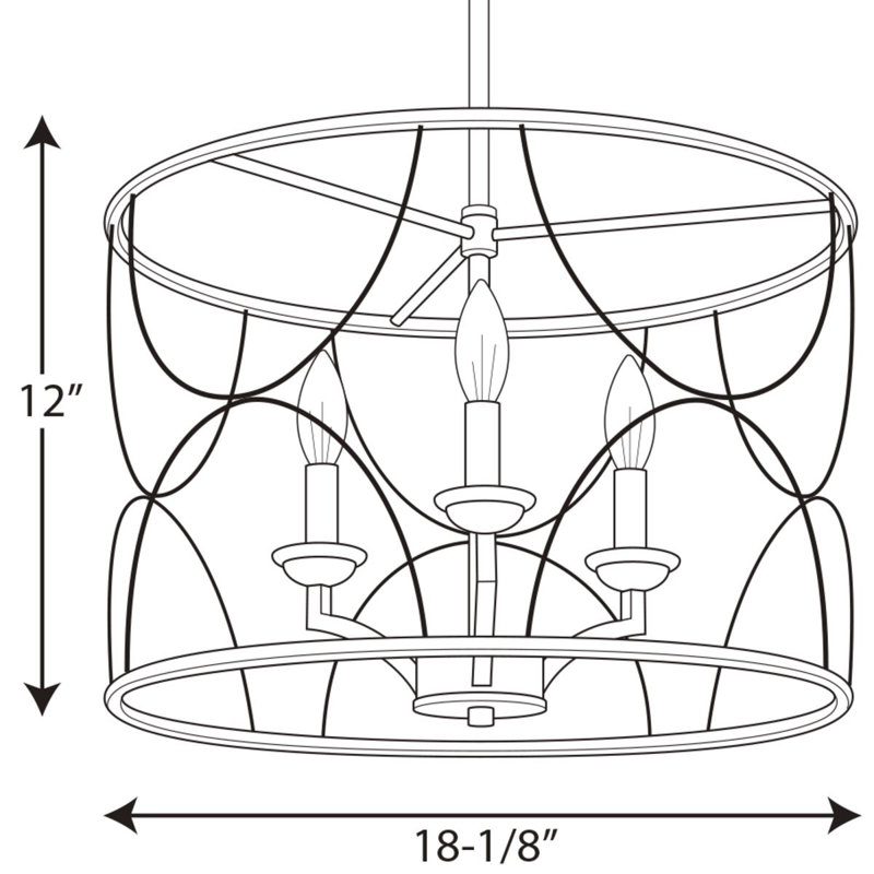 Stafford 3 - Light Dimmable Drum Chandelier, Black