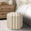 Repose-pieds, accent hexagonal campagnard avec rayures brun clair imprimées | Structure en bois massif | Brun clair brun clair | Bois