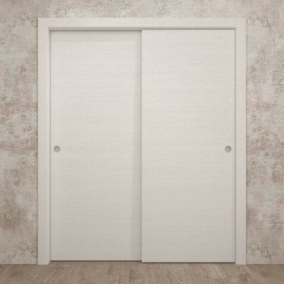 Sliding Closet Bypass Doors | Ego 5000 | Rails Hardware Set | Wood Solid Bedroom Wardrobe Doors