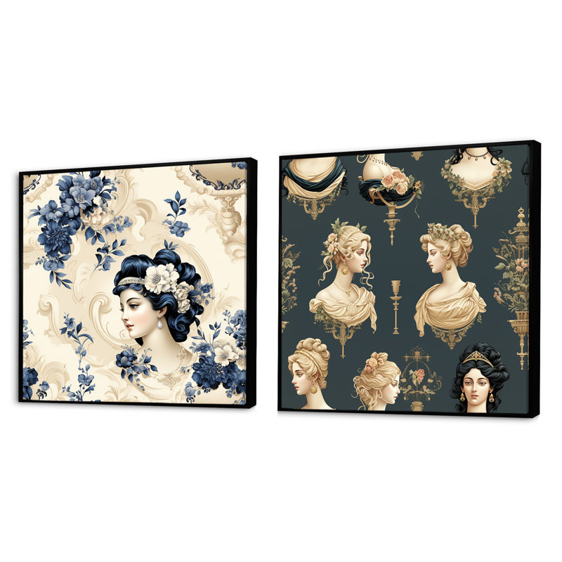 Blyth - Ensemble de 2 collages carrés abstraits, Cadre flottant noir, H 16 po x l 33 po