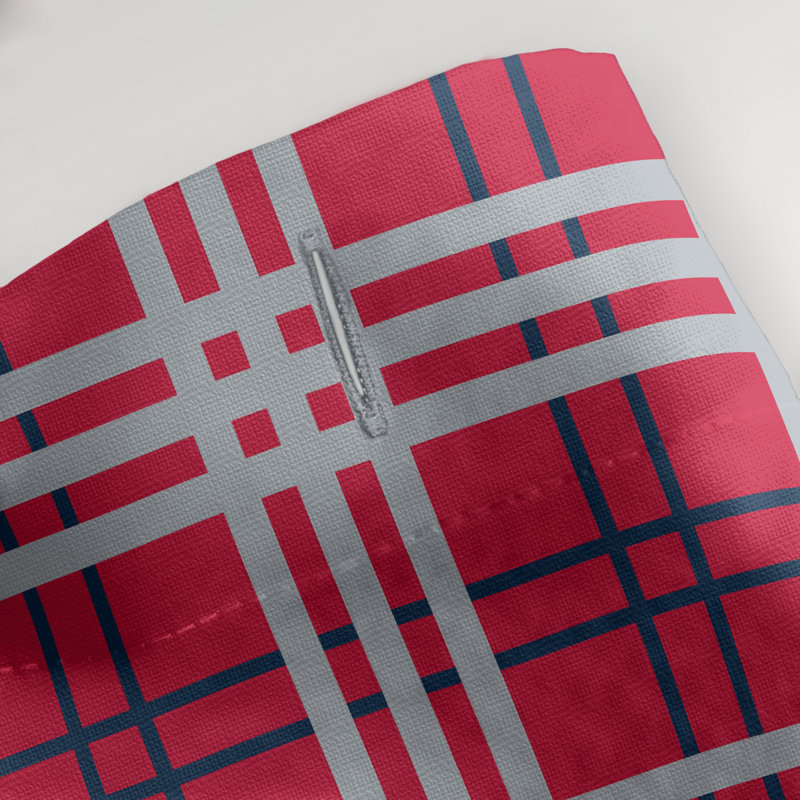 Plaid Shower Curtain Set, Rouge / bleu nautique / argent nouveau siècle