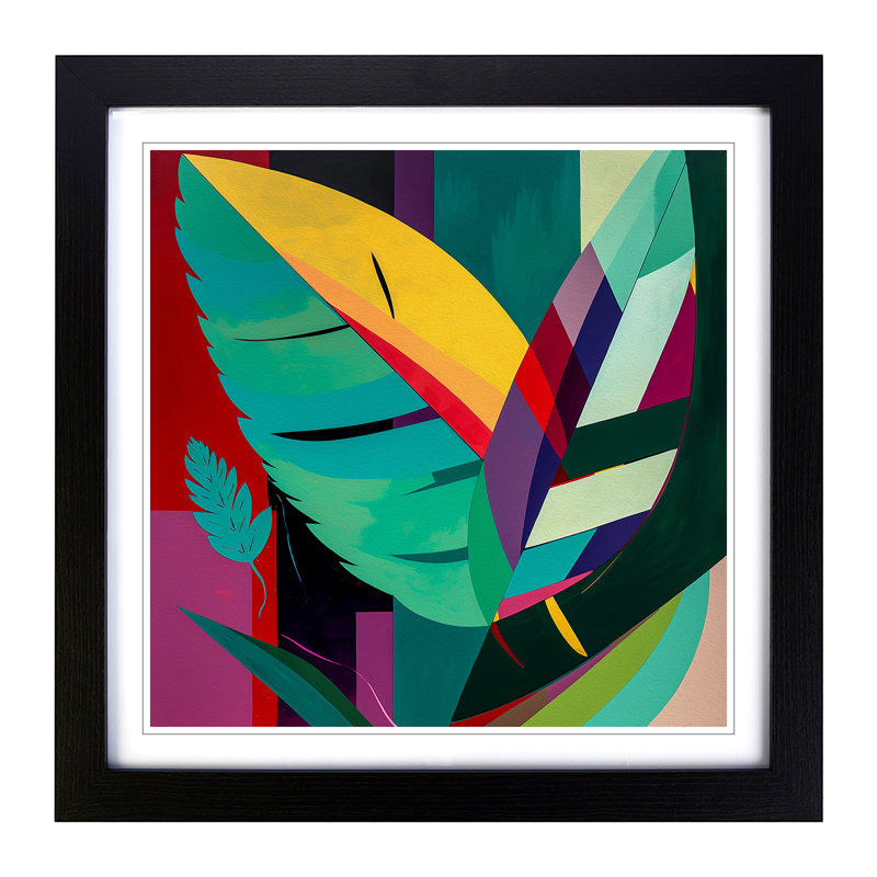 Tropical Leaf Suprematism No.7 - Framed Print, Black