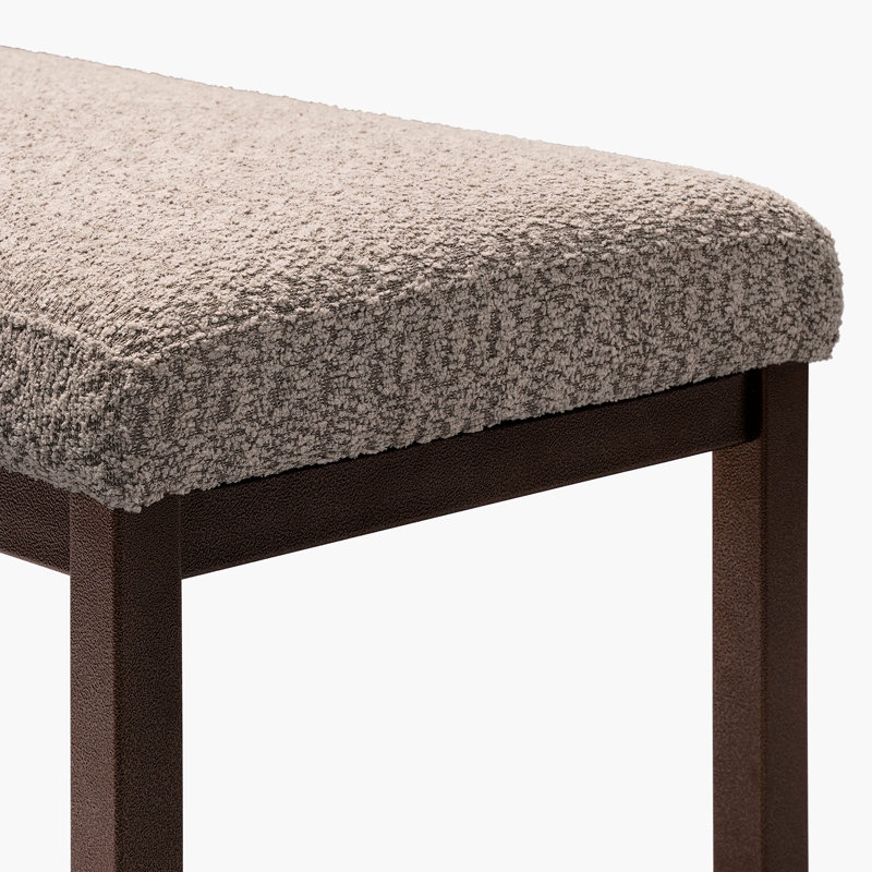 Banc rembourré gris - chambre à coucher, métal stable et tissu de chambre confortable en tissu gris, structure
