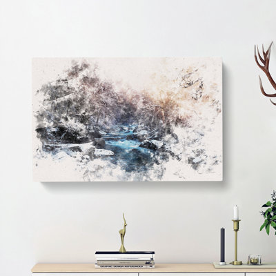 Winter Forest & Stream in Canada - Wrapped Canvas
