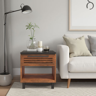 Table d'appoint 24 po Liddel, sans assemblage requis, finition bourbon et noire