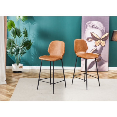 Ariella 30" Upholstered Bar Stool With Metal Base ( Set Of 2)