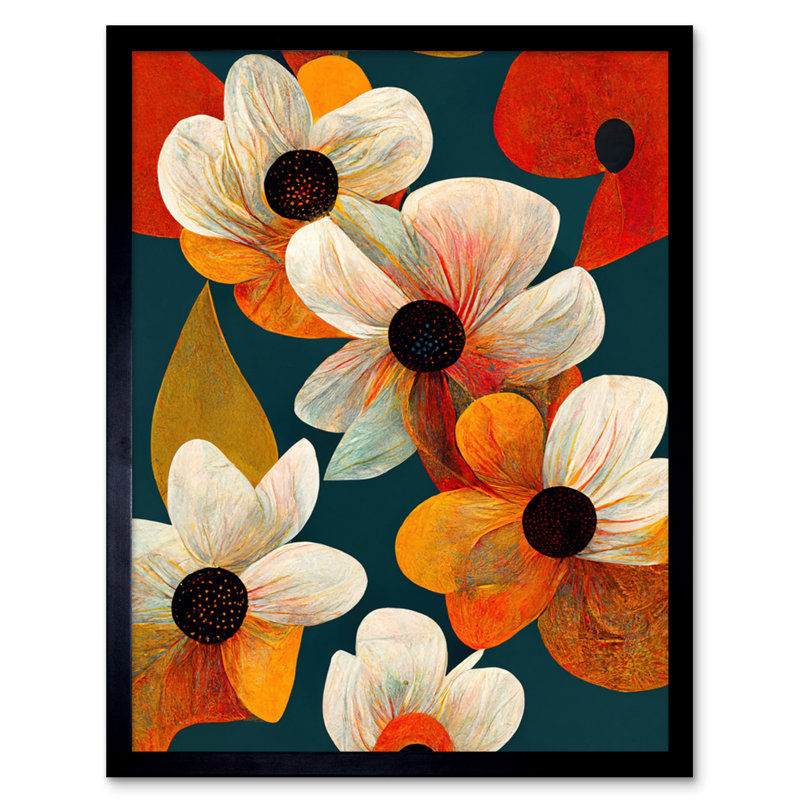 Daisies And Poppies Birds Eye View Bright - Single Picture Frame Print