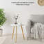Petite table d'appoint ronde avec pieds en métal et plateau en bois, blanc et or