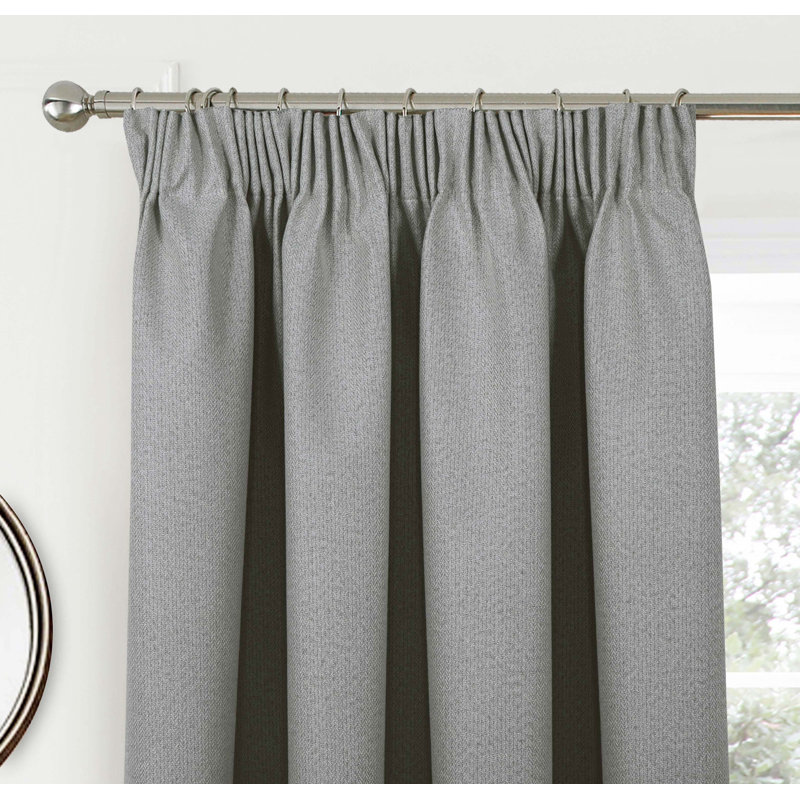 Milciades Blackout Pencil Pleat Curtain Pair, 137cm Width x 274cm Drop, Grey