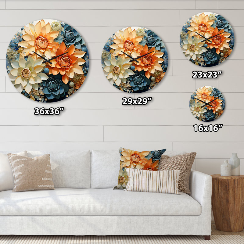 Jaskarn - Floral Wall Clock, Large