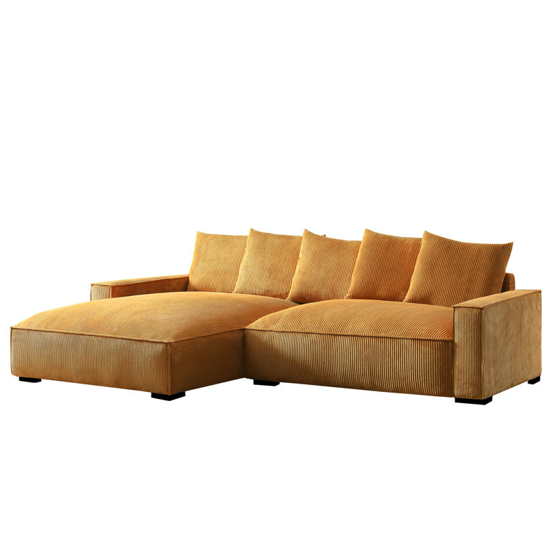 Canapé modulaire surdimensionné, Velours côtelé gingembre, Accoudoir à gauche (vu de face)