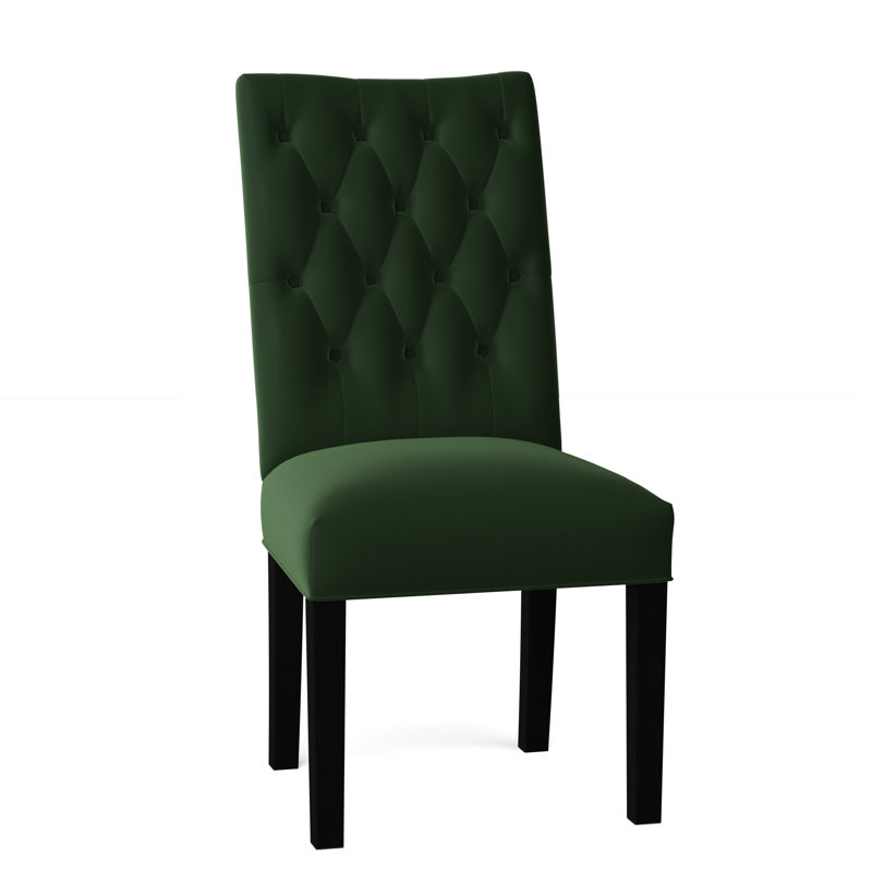 Chaise parsons capitonnée de 17 po de large Lucy, Émeraude, Noyer