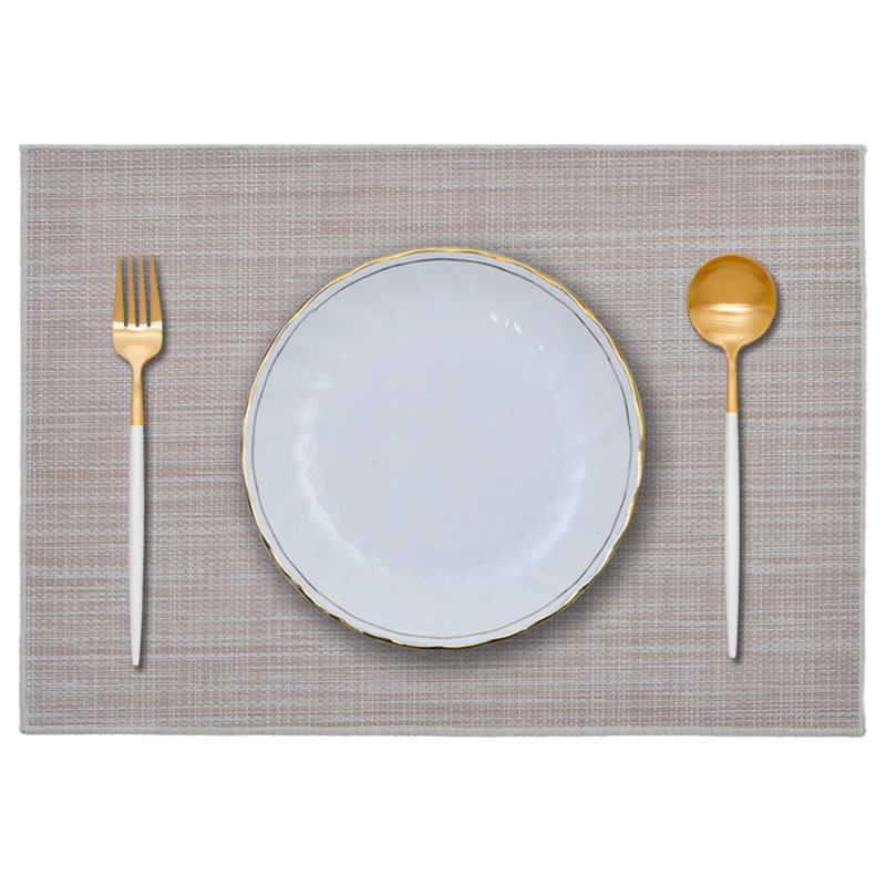 Elegant Brown PVC Placemats Set 18x12 Inches Heat Resistant Table Mats for Dining and Christmas Decor, Sand Brown