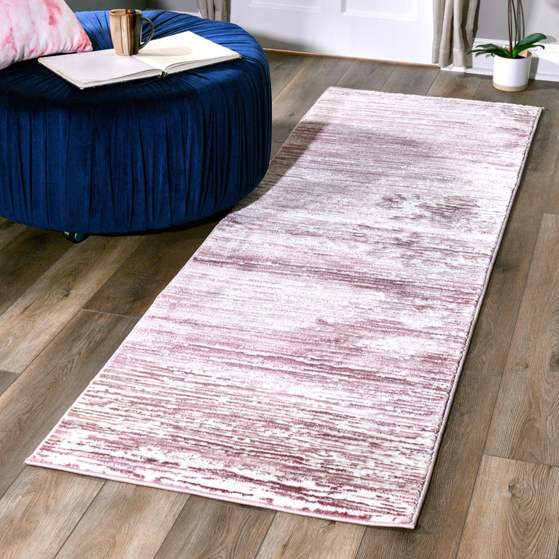 Tapis décoratif abstrait mauve/beige Bardon collection Bardon, Rectangle 2 pi 8 po x 8 pi 1 po