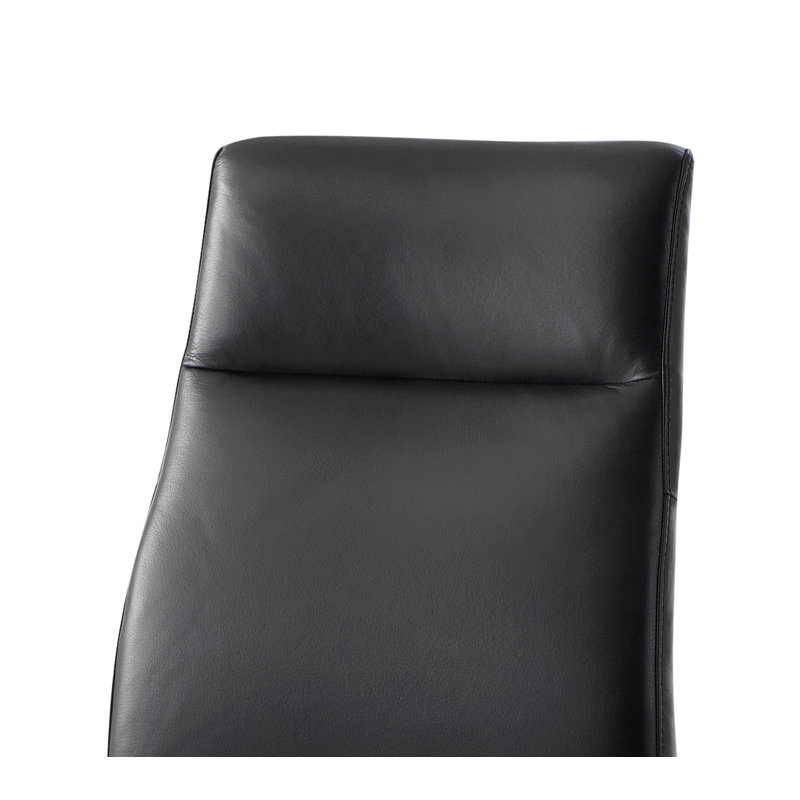 Ensemble de 2 chaises d'appoint en cuir noir Raquan avec finition noyer, chaises de salle à manger ou d'appoint élégantes