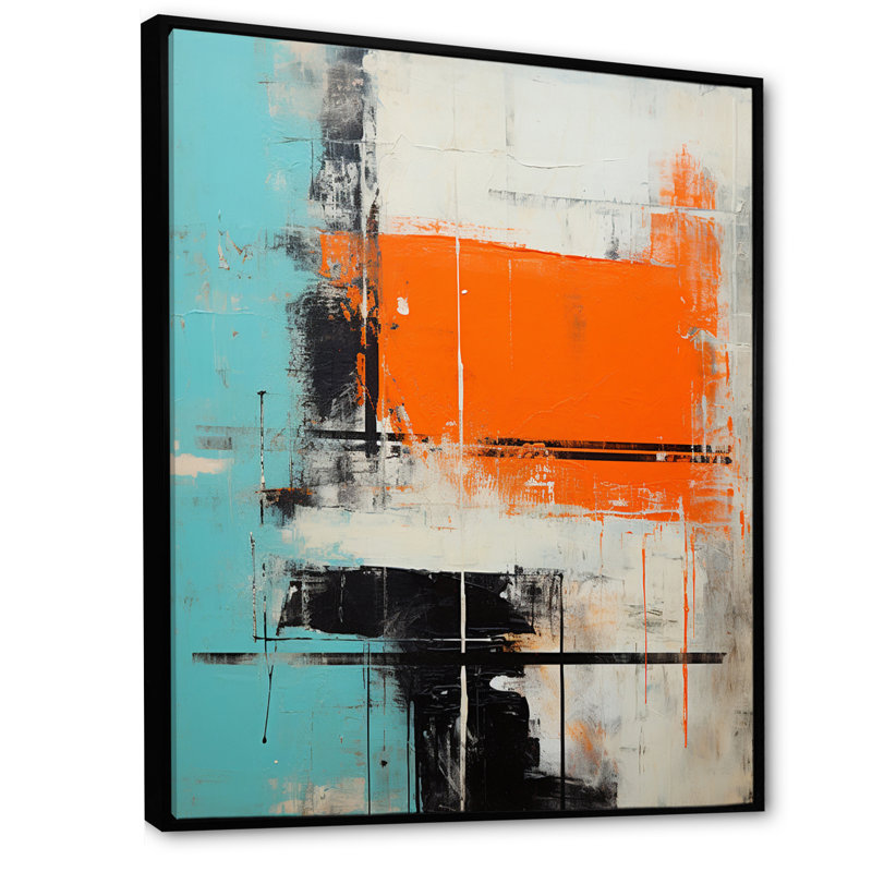 «Serene Submission Of Time Minimal Abstract I», peinture murale abstraite, H 40 po x l 30 po x P 1,5 po, Cadre flottant noir