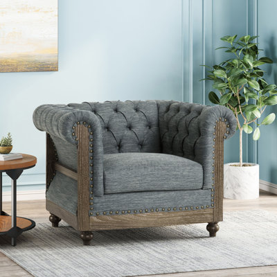 Fauteuil club en tissu gris anthracite