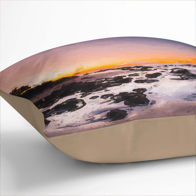 Moon Above the Beach Cushion with Filling, 55cm H x 55cm W x 20cm D, Stone