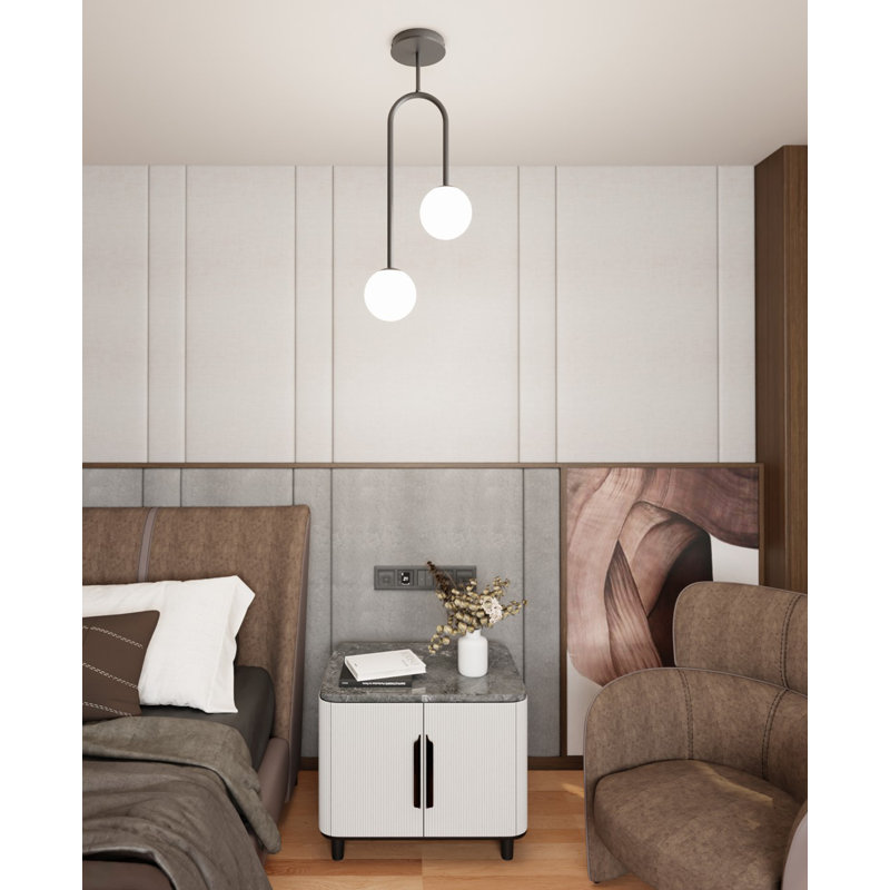 Darelene 2 - Light Matte Black Pendant, Matte Black/Opal